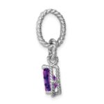 Sterling Silver Rhodium Amethyst Pear Twisted Pendant - Image 2