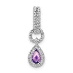 Sterling Silver Rhodium Amethyst Pear Twisted Pendant - Image 4