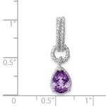 Sterling Silver Rhodium Amethyst Pear Twisted Pendant - Image 3