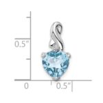 Sterling Silver Rhodium Plated Diamond & Lt Swiss BT Heart Pendant - Image 4