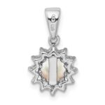 Sterling Silver Rhodium Plated FW Cultured Pearl & CZ Pendant - Image 4