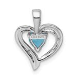 Sterling Silver Rhodium Plated Diamond & Swiss BT Heart Pendant - Image 4