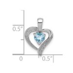 Sterling Silver Rhodium Plated Diamond & Swiss BT Heart Pendant - Image 3