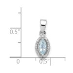 Sterling Silver Rhodium-plated Diamond and Aquamarine Pendant - Image 3