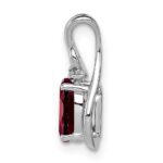 Sterling Silver Rhodium Plated Diamond & Garnet Oval Pendant - Image 2