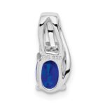 Sterling Silver Rhodium Plated Diamond & Sapphire Oval Pendant - Image 4