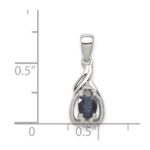 Sterling Silver Rhodium Plated Diamond & Sapphire Oval Pendant - Image 3