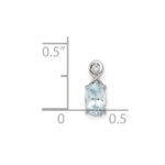Sterling Silver Rhodium Plated Dia. & Aquamarine Oval Pendant - Image 3