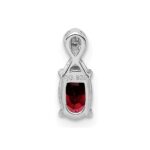 Sterling Silver Rhodium Plated Diamond & Garnet Oval Pendant - Image 4