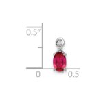 Sterling Silver Rhodium Plated Diamond & Ruby Oval Pendant - Image 3
