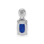 Sterling Silver Rhodium Plated Diamond & Sapphire Oval Pendant - Image 4