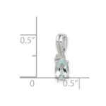 Sterling Silver Rhodium Plated Diamond Aquamarine Oval Pendant - Image 3