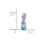 Sterling Silver Rhodium Plated Diamond & Sky Blue Topaz Oval Pendant - Image 3