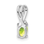 Sterling Silver Rhodium Plated Diamond and Peridot Oval Pendant - Image 4