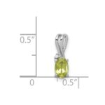 Sterling Silver Rhodium Plated Diamond and Peridot Oval Pendant - Image 3