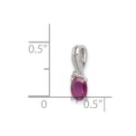 Sterling Silver Rhodium Plated Diamond & Ruby Oval Pendant - Image 3