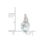 Sterling Silver Rhodium Plated Dia. & Aquamarine Heart Pendant - Image 3