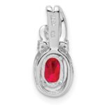 Sterling Silver Rhodium Plated Diamond & Ruby Oval Pendant - Image 4