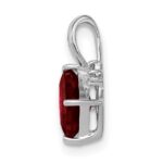 Sterling Silver Rhodium Plated Diamond & Garnet Square Pendant - Image 2