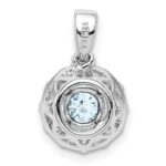 Sterling Silver Rhodium Plated White Topaz & Aquamarine Pendant - Image 3