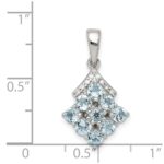 Sterling Silver Rhodium Plated Diamond & Aquamarine Pendant - Image 4