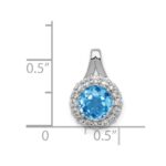 Sterling Silver Rhodium White Topaz & Lght Sw. Blue Topaz Circle Pendant - Image 3