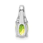 Sterling Silver Rhodium-plated Diamond and Peridot Oval Pendant - Image 4