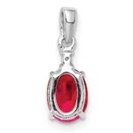 Sterling Silver Rhodium Plated Diamond & Ruby Oval Pendant - Image 4