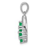 Sterling Silver Rhodium-plated Diamond & Emerald Pendant - Image 2