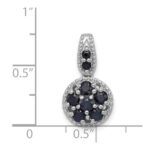 Sterling Silver Rhodium-plated & Sapphire Circle Pendant - Image 3