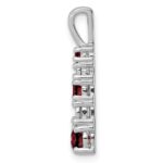 Sterling Silver Rhodium-plated Garnet & Diamond Pendant - Image 2