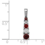 Sterling Silver Rhodium-plated Garnet & Diamond Pendant - Image 4