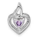 Sterling Silver Rhodium-plated Pink Quartz and Diamond Pendant - Image 4