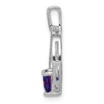 Sterling Silver Rhodium-plated Amethyst and Diamond Pendant - Image 2