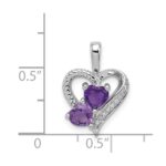 Sterling Silver Rhodium-plated Amethyst and Diamond Pendant - Image 3