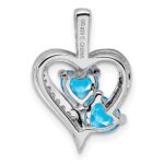 Sterling Silver Rhodium-plated Blue Topaz Diamond Pendant - Image 4