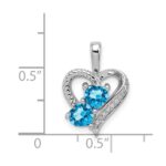 Sterling Silver Rhodium-plated Blue Topaz Diamond Pendant - Image 3