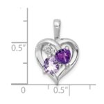 Sterling Silver RH Plated Amethyst Light Pink Quartz and Diamond Pendant - Image 3