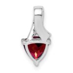Sterling Silver Rhodium Plated Diamond and Garnet Trillion Pendant - Image 4