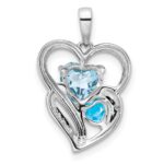 Sterling Silver Rhodium Plated Diamond & Sky Blue Topaz Pendant - Image 4