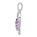 Sterling Silver RH Plated Diamond Amethyst and Rose de France Pendant - Image 2