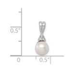 Sterling Silver Rhod Plated Diamond and FW Cultured Pearl Pendant - Image 4