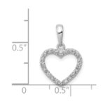 Sterling Silver Rhodium Plated Diamond Heart Pendant - Image 4