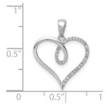Sterling Silver Rhodium Diam. Heart Pendant - Image 4