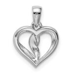 Sterling Silver Rhodium-Plated Diamond Heart Pendant - Image 3