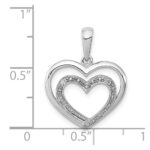 Sterling Silver Rhodium Plated Diamond Double Heart Pendant - Image 3
