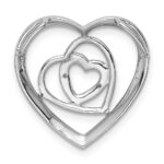 Sterling Silver Rhodium Plated Diamond Triple Heart Pendant - Image 4