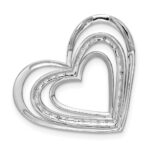 Sterling Silver Rhodium Plated Diamond Triple Heart Pendant - Image 4