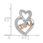 Sterling Silver Rhodium Diam.s Rose Gold Plated I HEART U Pendant - Image 3