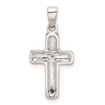 Sterling Silver Rhodium Plated Diamond Cross Pendant - Image 4
